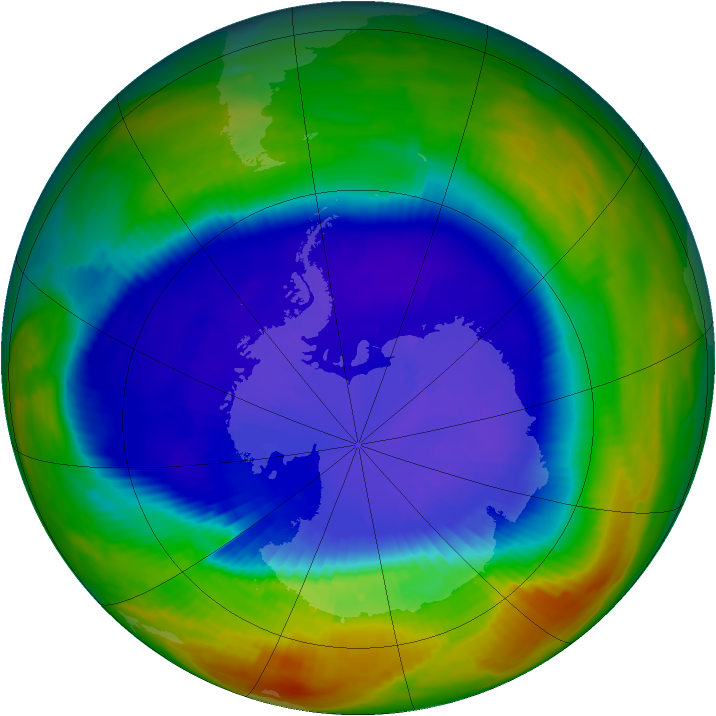 Antarctic ozone map for 13 September 1996